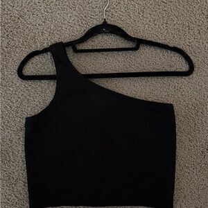 Athleta Black One-Shoulder Crop Top